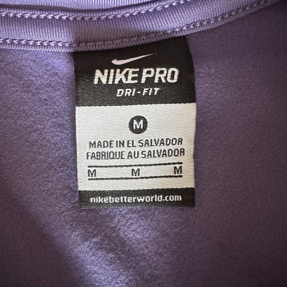 Nike Pro Dri-FIT Womens Purple Half Zip Pullover Training Top Thumbholes Size M - Picture 5 of 5